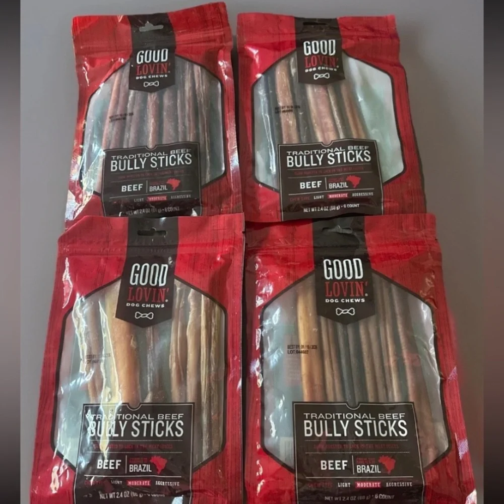 - 4 Pack - Good Lovin' Braided Bully Stick Dog Chew - 6count Each NEW 2.4 OZ